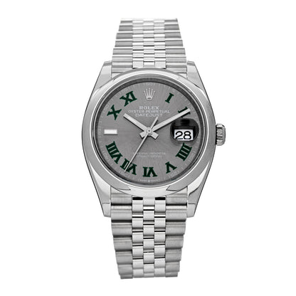 Rolex Stainless Steel 36mm Oyster Perpetual Wimbledon Datejust Watch Slate 126200 1 of 5