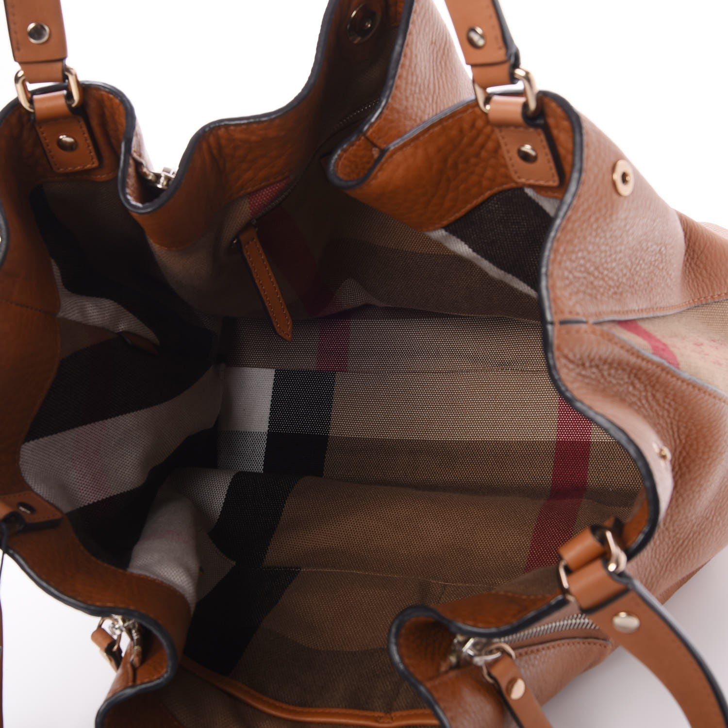 Burberry Grainy Calfskin House Check Medium Maidstone Saddle Brown 5 of 8