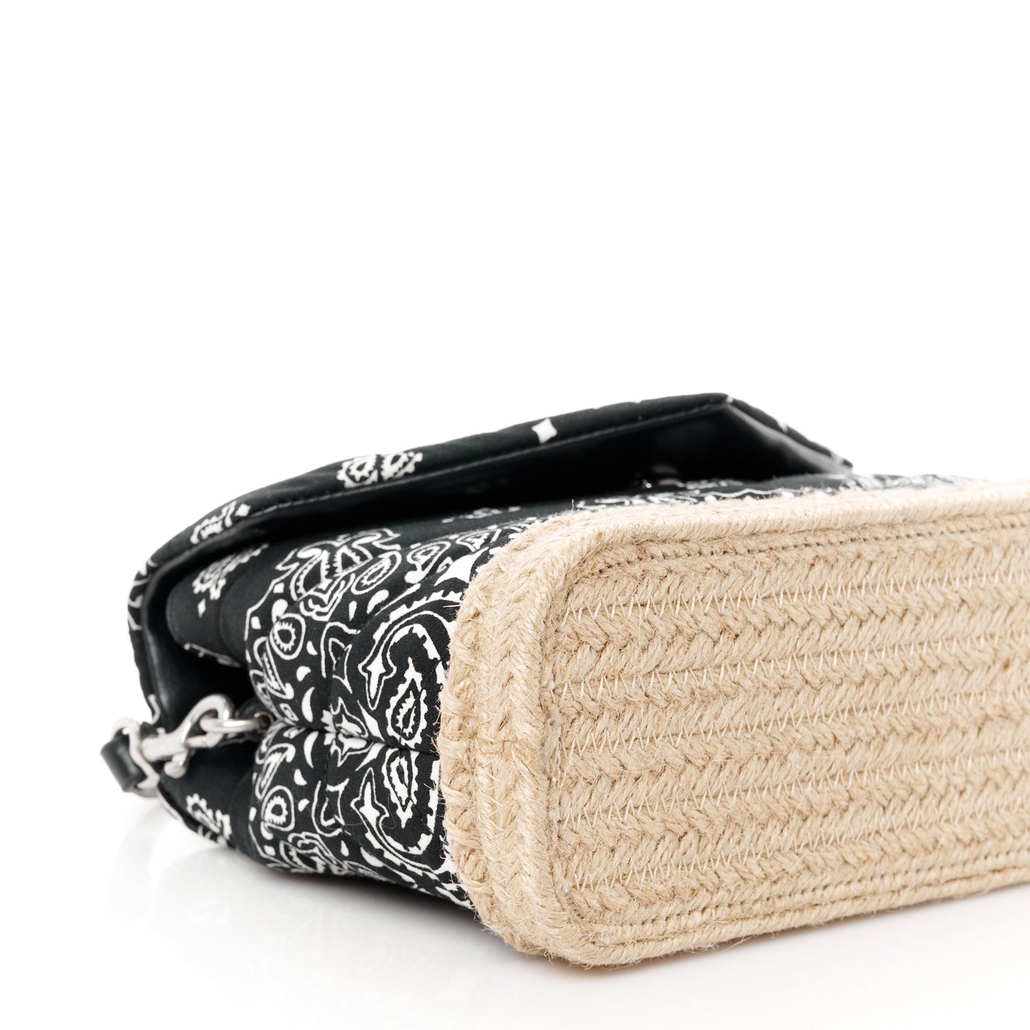 Saint Laurent Cotton Bandana Y Quilted Monogram Toy Loulou Crossbody Bag Black White 10 of 11