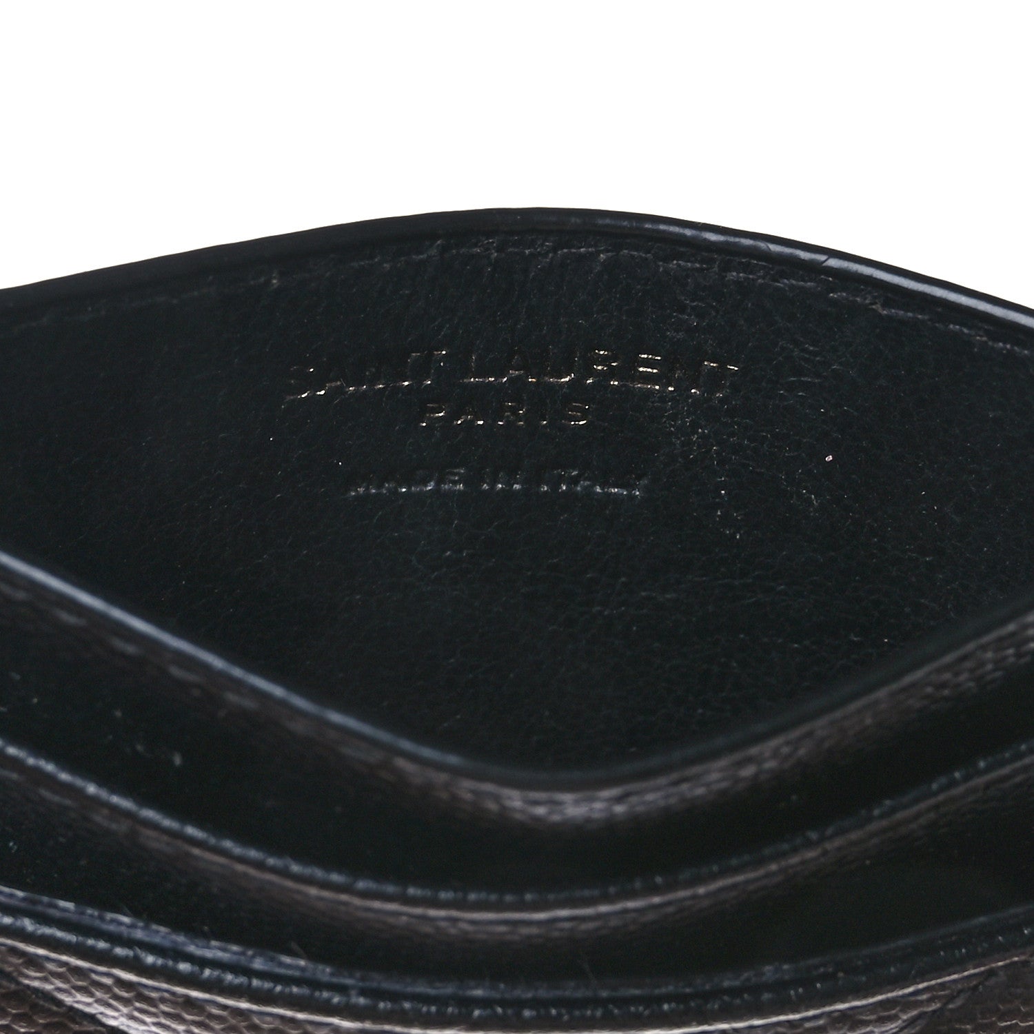 Saint Laurent Grain De Poudre Matelasse Chevron Monochrome Monogram Credit Card Case Black 6 of 7