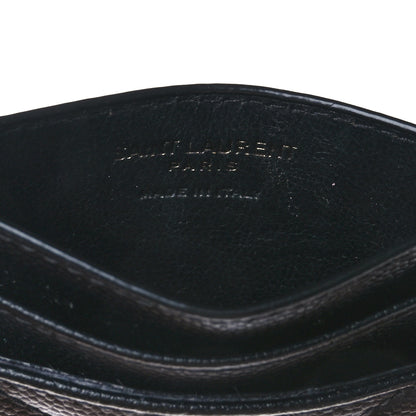 Saint Laurent Grain De Poudre Matelasse Chevron Monochrome Monogram Credit Card Case Black 6 of 7
