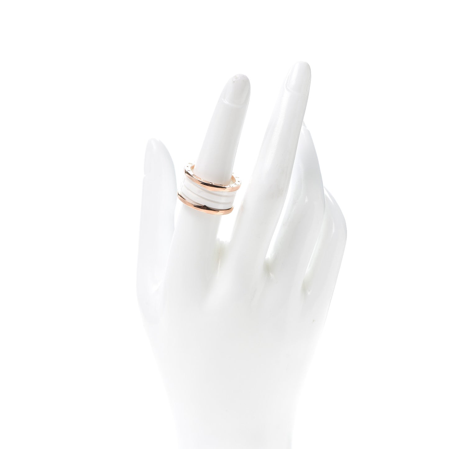 18K Rose Gold White Ceramic B.Zero1 Four-Band Ring 56 7.5