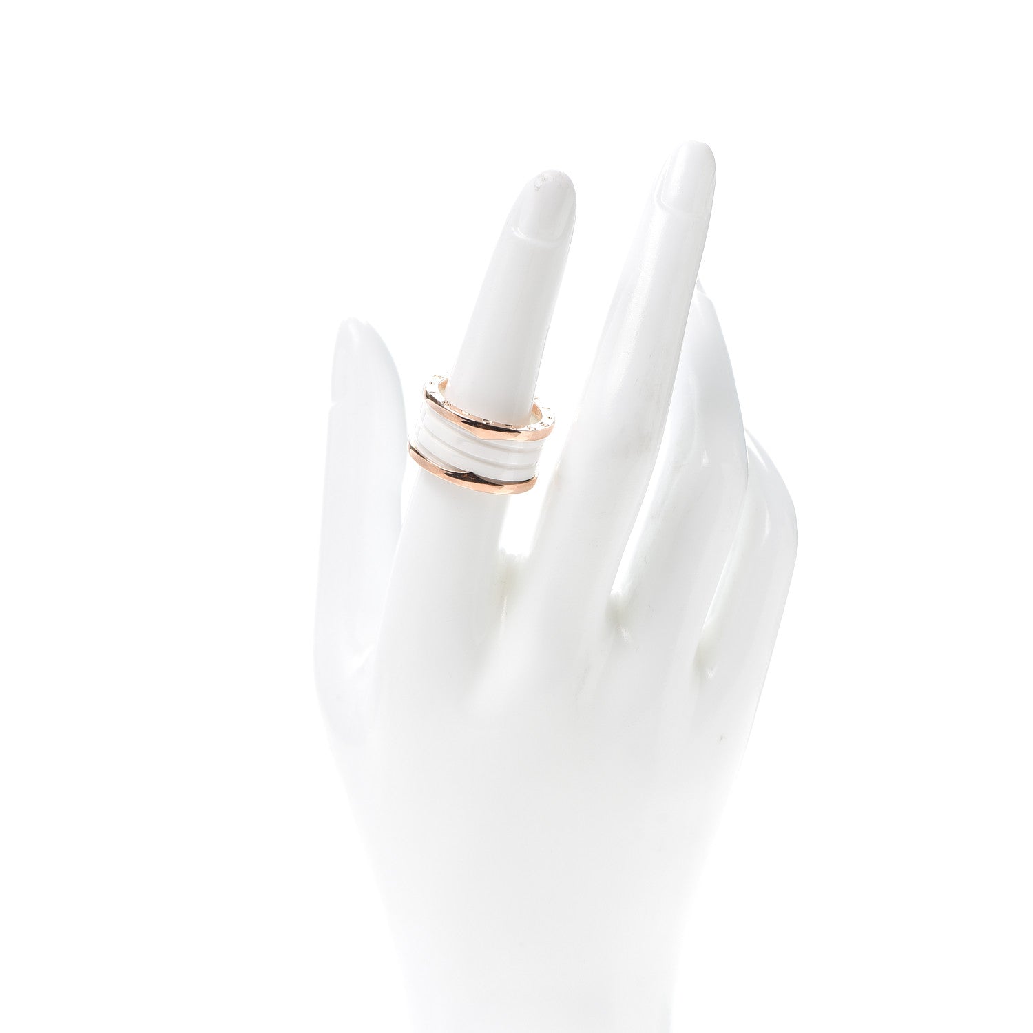 Bulgari 18K Rose Gold White Ceramic B.Zero1 Four-Band Ring 56 7.5 2 of 5
