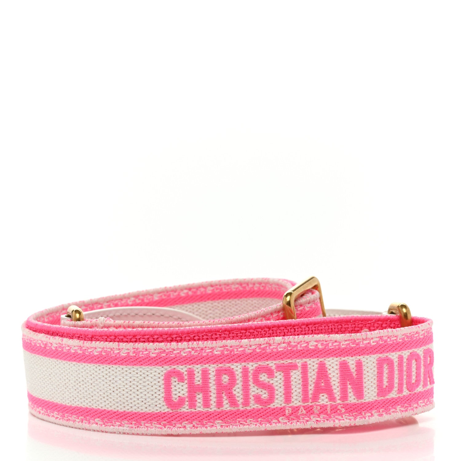Christian Dior Canvas Embroidered Shoulder Strap Pink Multicolor 2 of 4
