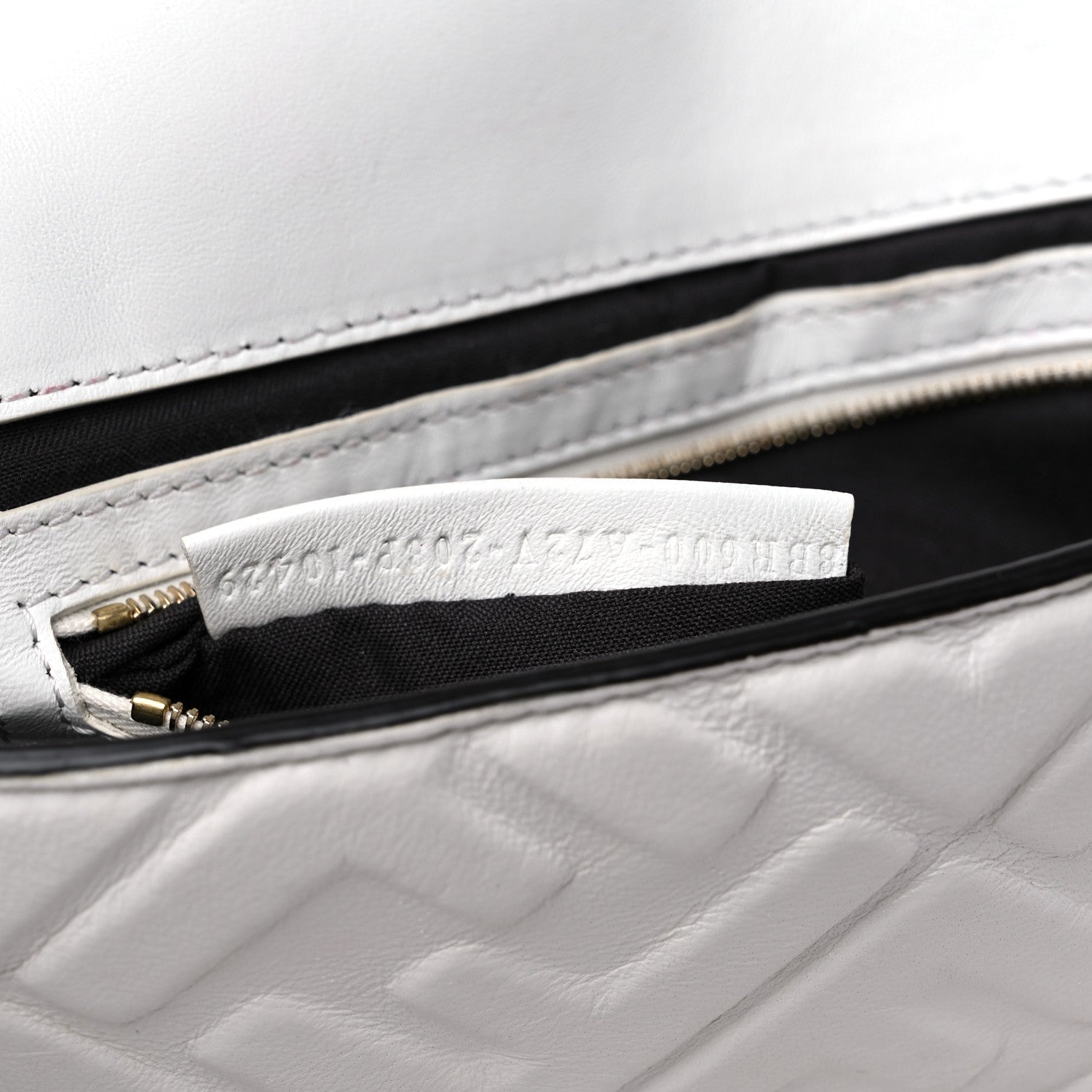 Fendi Nappa FF 1974 Embossed Baguette White 7 of 16