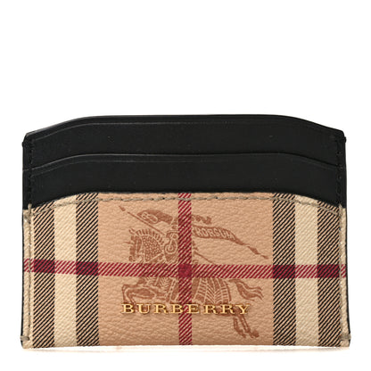 Burberry Soft Grain Calfskin Haymarket Check Izzy Card Case Black 1 of 6