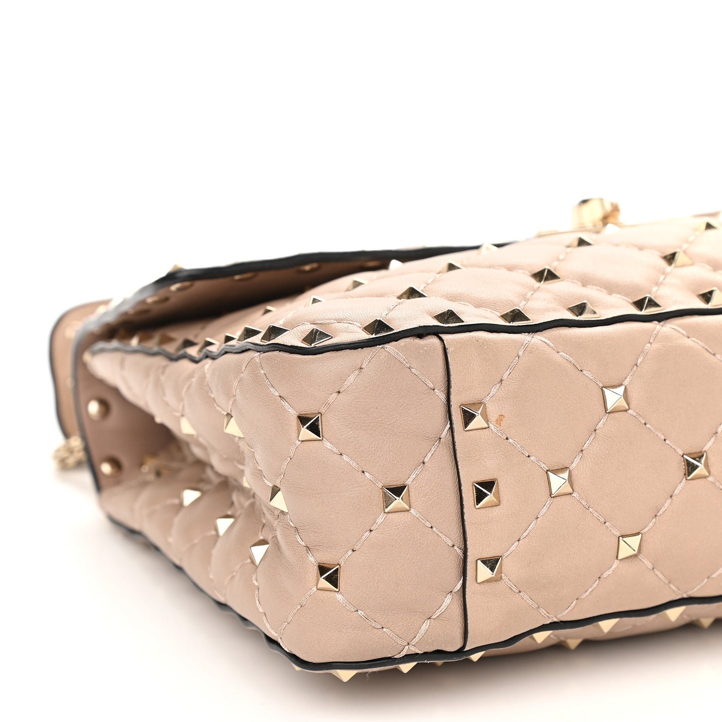 Lambskin Medium Rockstud Spike Shoulder Bag Poudre