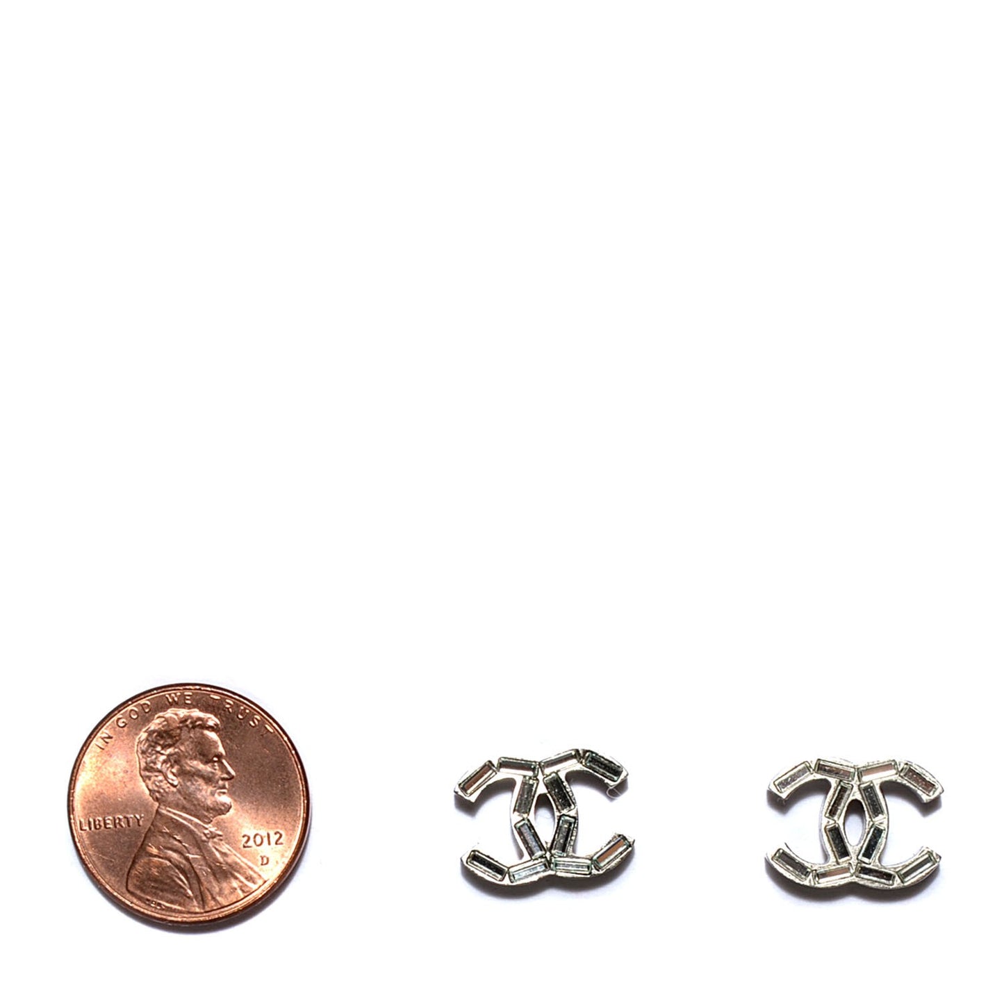 Baguette Crystal CC Earrings Silver