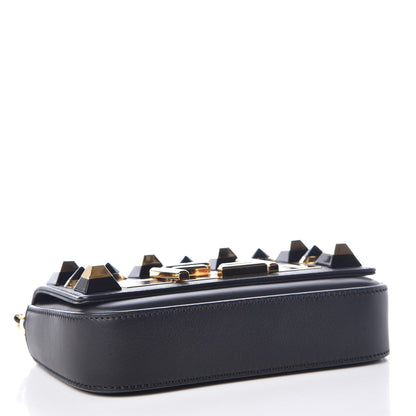 Fendi Vitello Dolce Studded Mini 3Baguette Shoulder Bag Black Gold 4 of 9