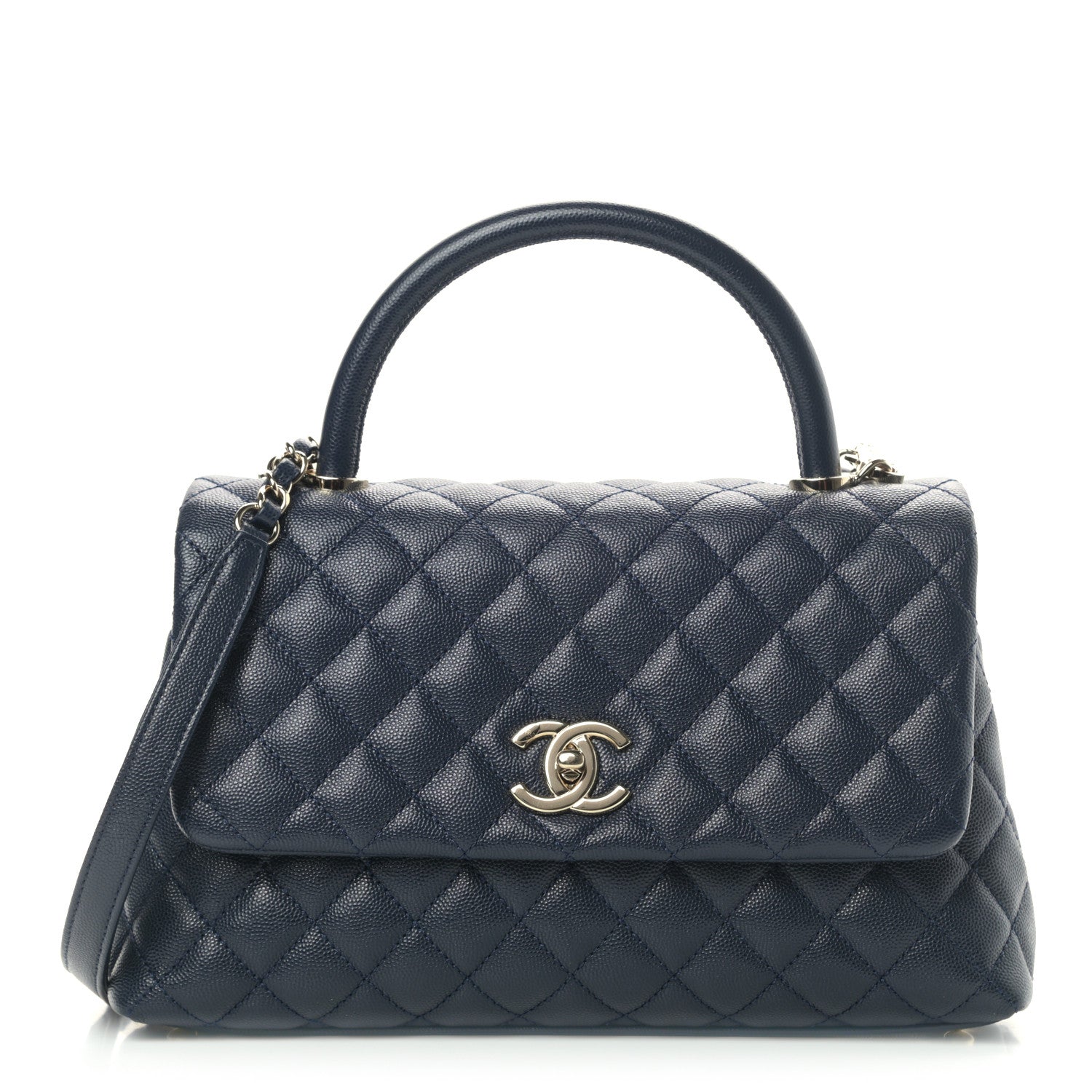 Chanel Caviar Quilted Small Coco Handle Flap Navy 1 of 9