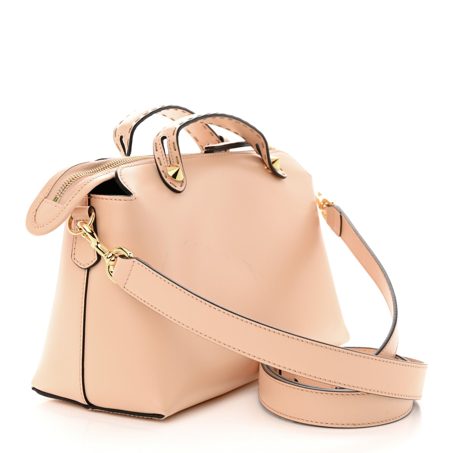Fendi Vitello King Logo Embossed Medium By The Way Boston Bag Light Rose 3 of 15