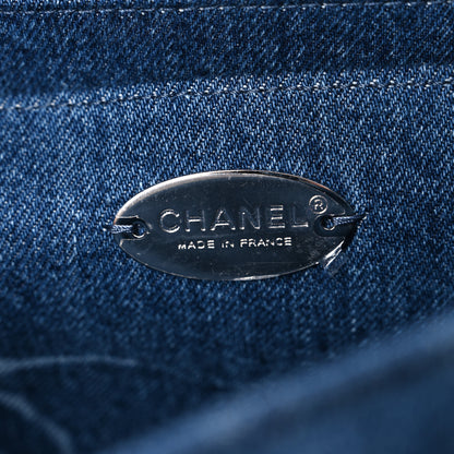 Chanel Denim Quilted CC Print Jumbo Single Flap Blue 6 of 10
