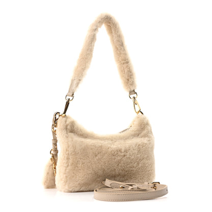Prada Shearling Nappa Mini Re-Edition Shoulder Bag Ecru 5 of 21