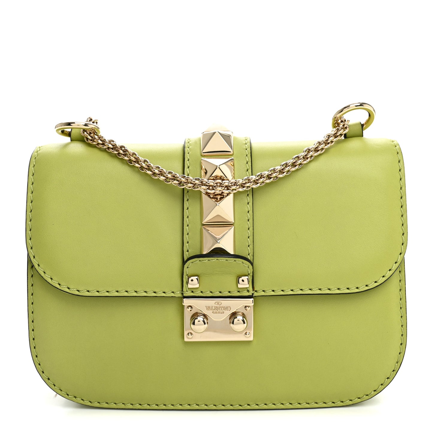 Vitello Small Glam Lock Rockstud Flap Apple