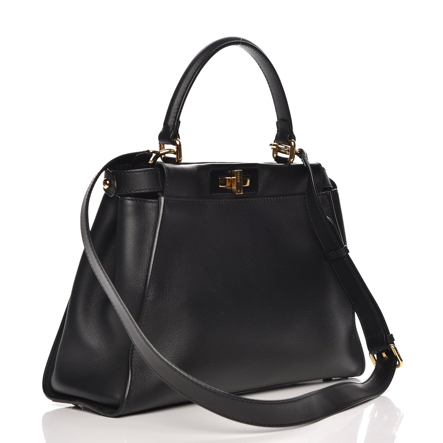 Vitello Seta Shiny Nappa Medium Peekaboo Iconic Satchel Black