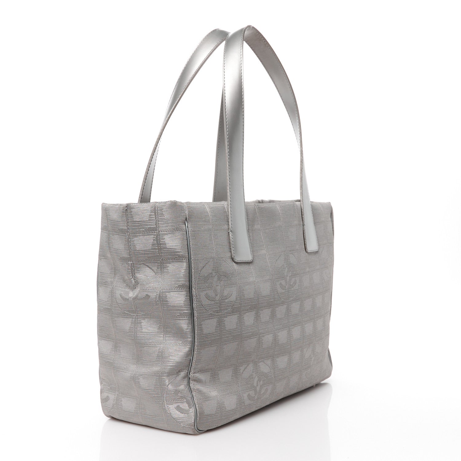 Chanel Metallic Nylon Small Travel Tote Silver 3 of 12
