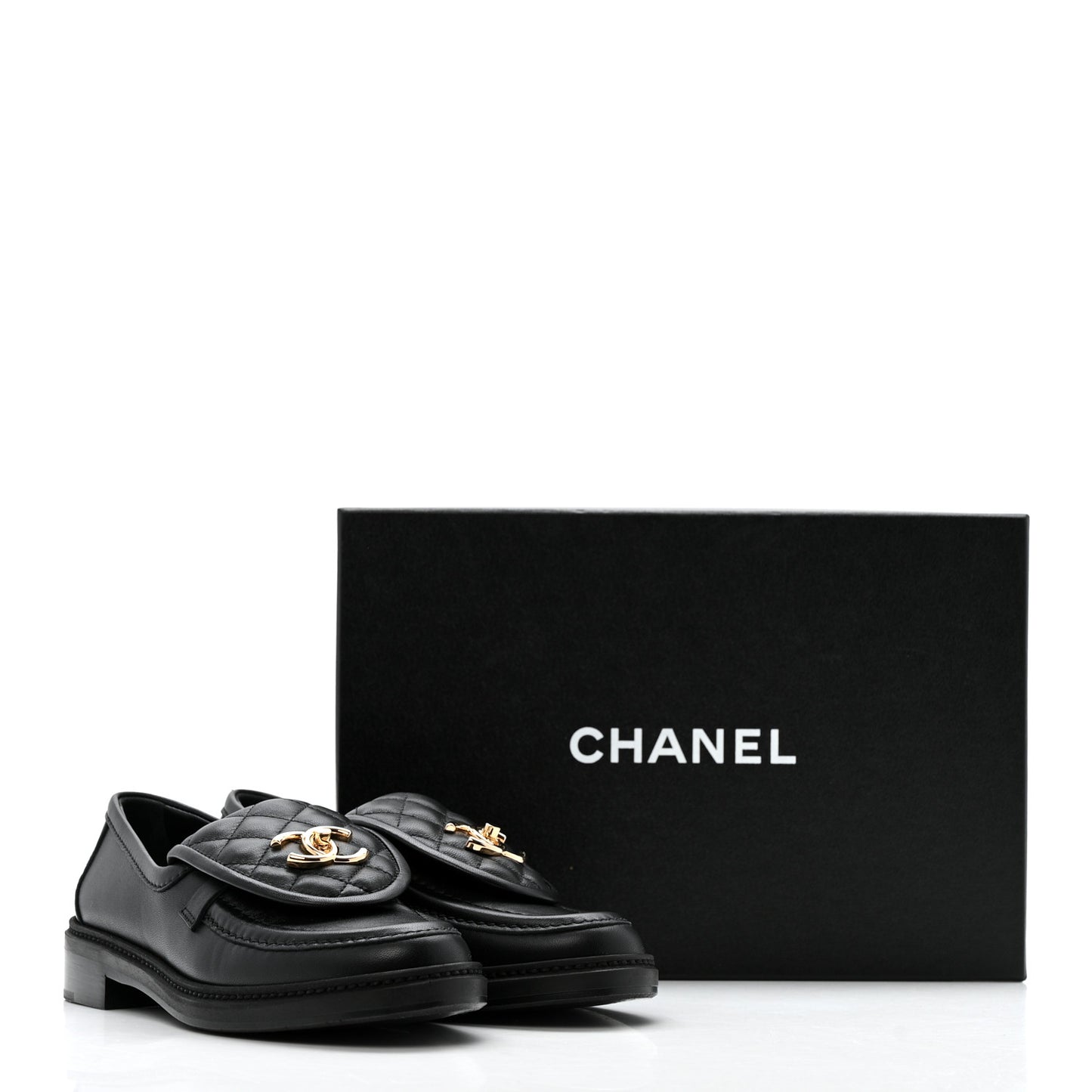 Lambskin Quilted CC Turnlock Loafers 36 Black