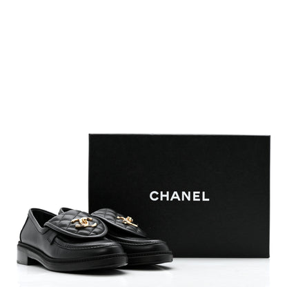 Chanel Lambskin Quilted CC Turnlock Loafers 36 Black 12 of 12