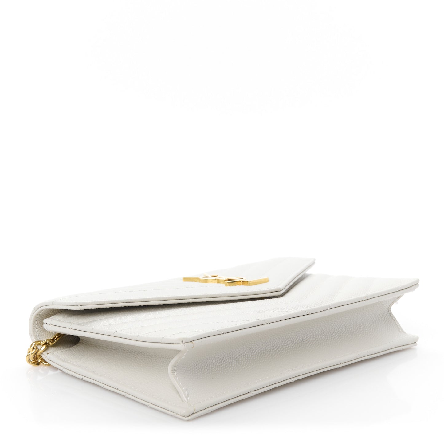 Grain De Poudre Matelasse Chevron Monogram Envelope Chain Wallet Crema Soft