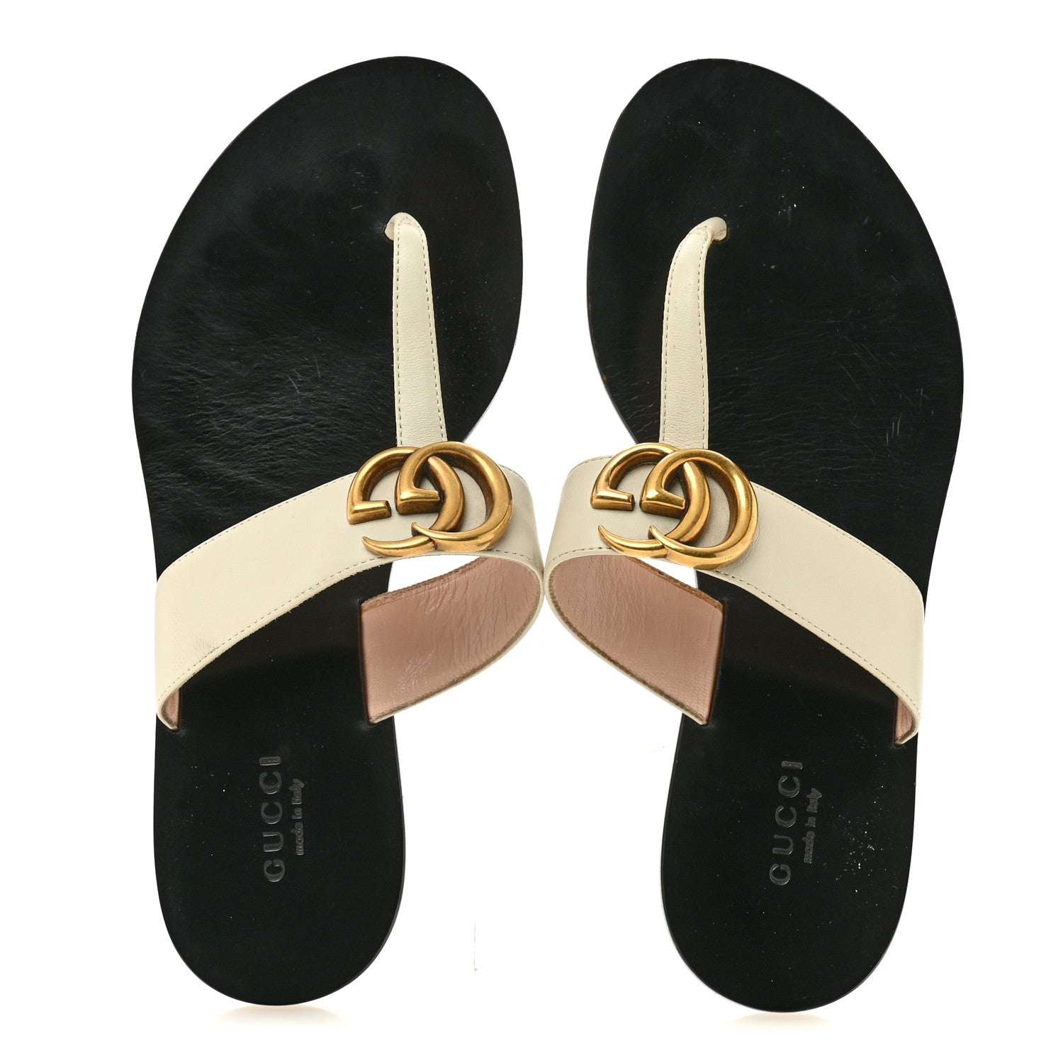 GUCCI GG サンダル Gucci Calfskin GG Marmont Thong Sandals 36 Mystic White 1886178