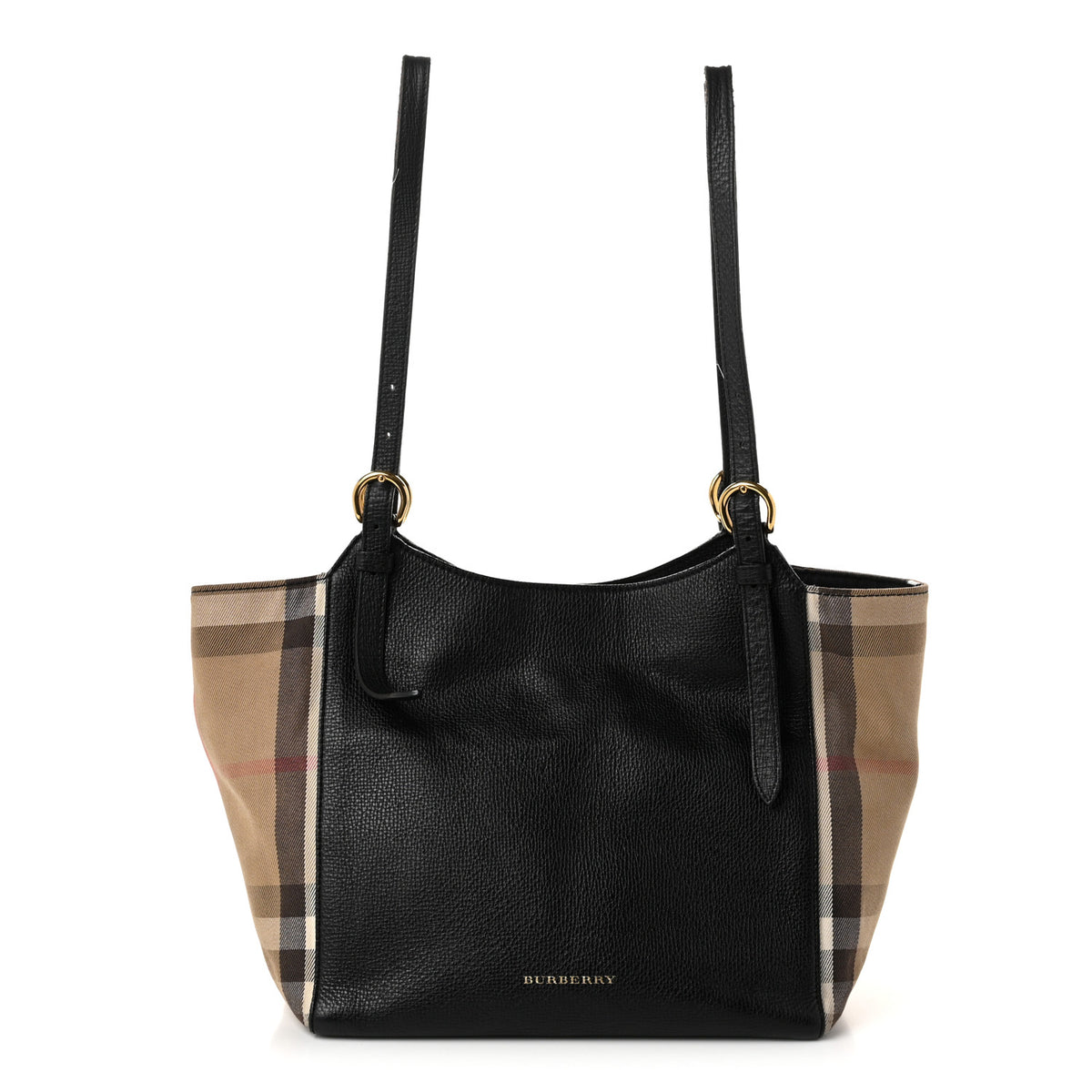 Burberry Grainy Calfskin House Check Small Canterbury Tote Black 1 of 25