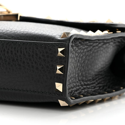 Valentino Garavani Pebbled Calfskin Medium Rockstud Flip Lock Crossbody Bag Black 10 of 13