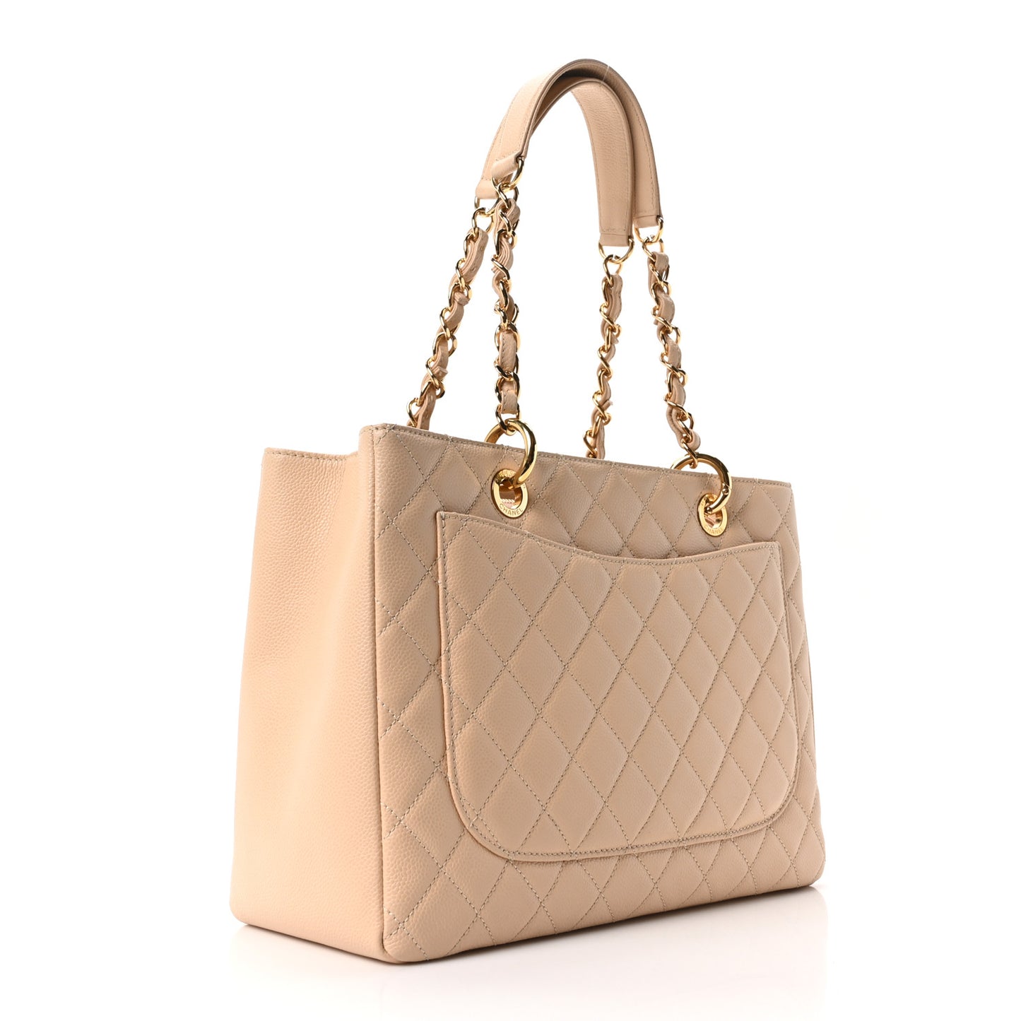 Caviar Quilted Grand Shopping Tote GST Beige Clair