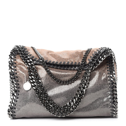 Stella McCartney Metallic Shaggy Deer Degrade Mini Falabella Fold Over Tote Taupe Gold Silver 1 of 11