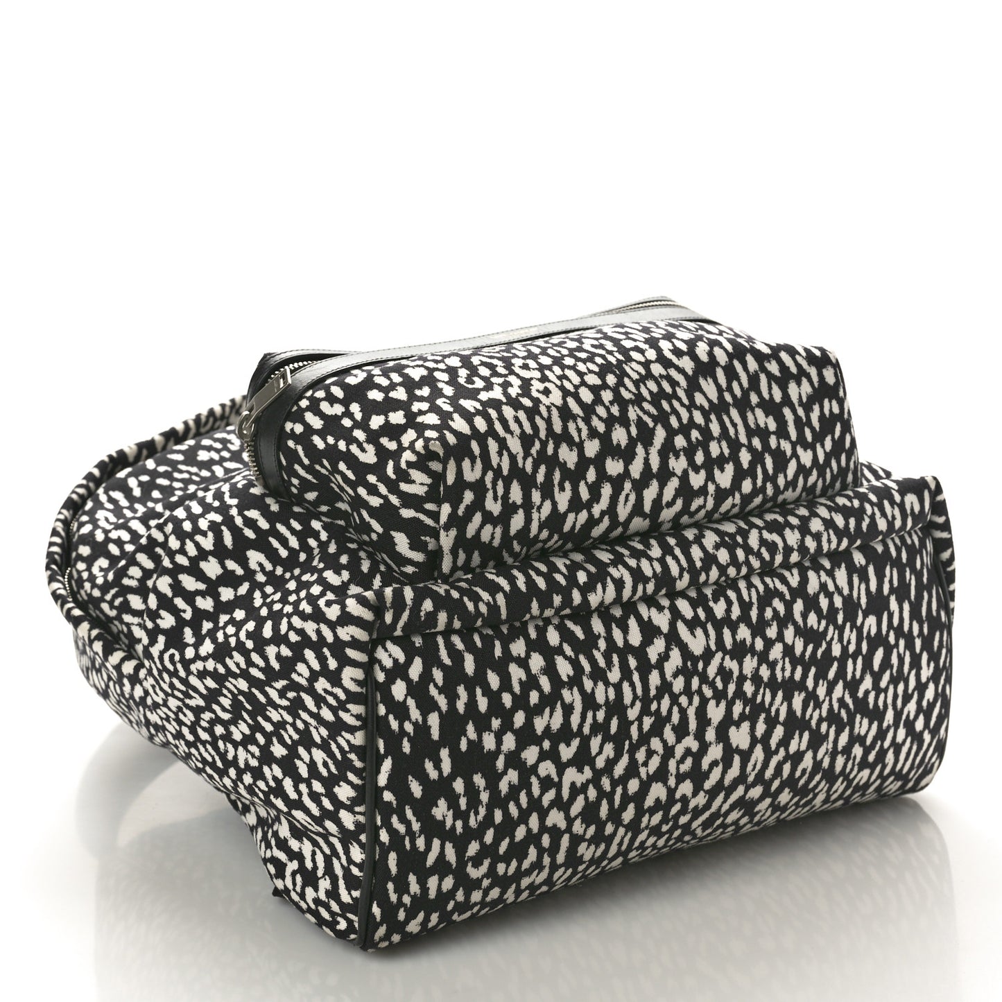 Canvas Leopard Print City Backpack Black White