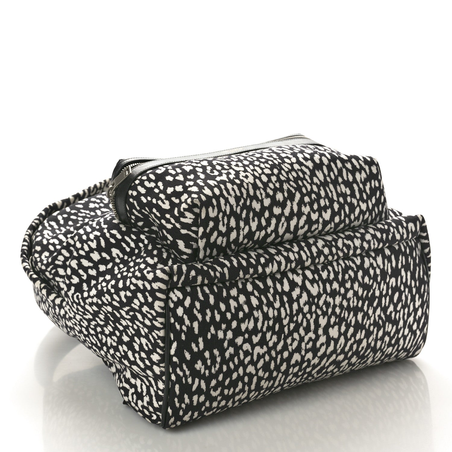 Saint Laurent Canvas Leopard Print City Backpack Black White 4 of 10
