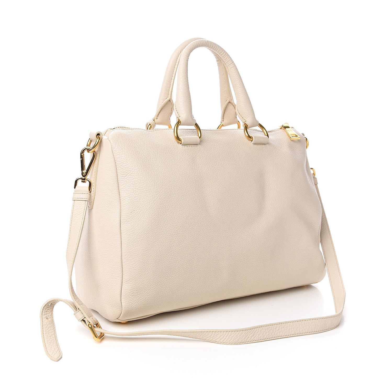 Vitello Daino Top Handle Zip Tote Talco