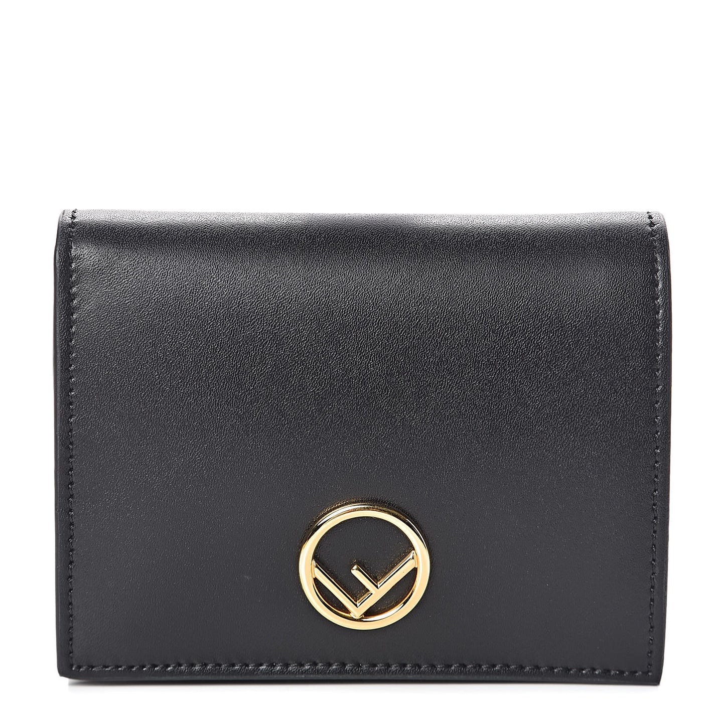 Vitello Liberty Lucido F is Fendi Compact Bi-Fold Wallet Black