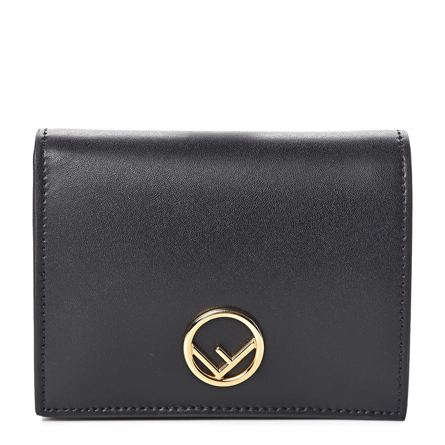 Fendi Vitello Liberty Lucido F is Fendi Compact Bi-Fold Wallet Black 1 of 7