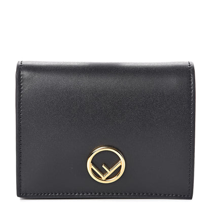 Fendi Vitello Liberty Lucido F is Fendi Compact Bi-Fold Wallet Black 1 of 7