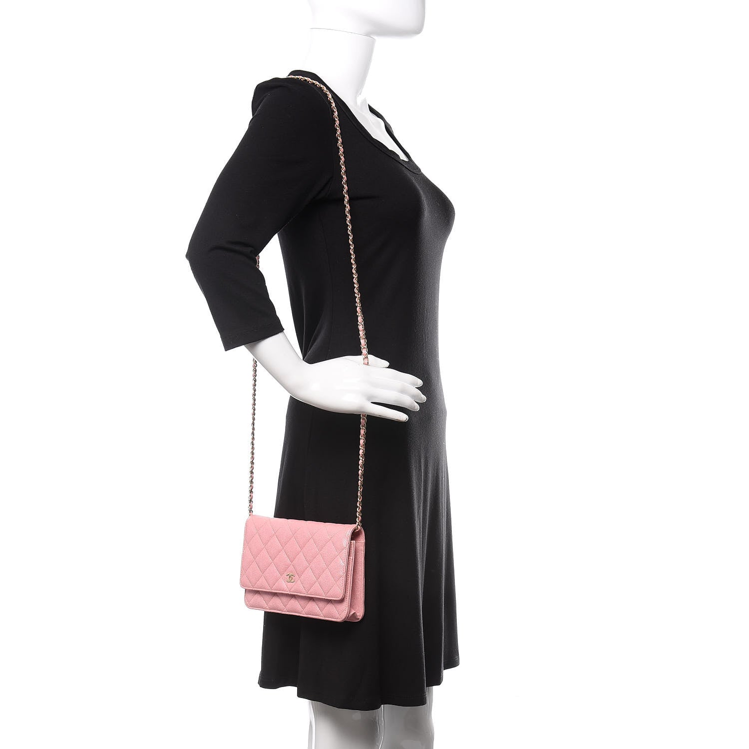 Chanel Iridescent Caviar Quilted Wallet on Chain WOC Pink 3 of 13