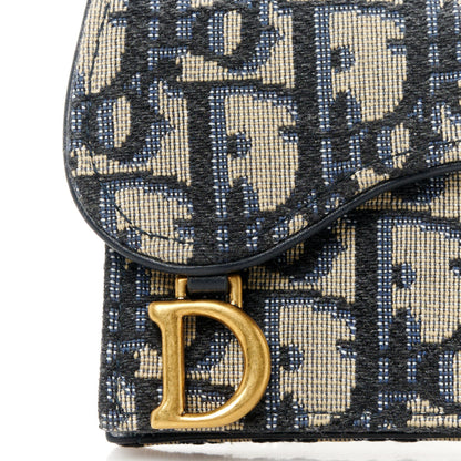 Christian Dior Oblique Saddle Card Holder Blue 8 of 8