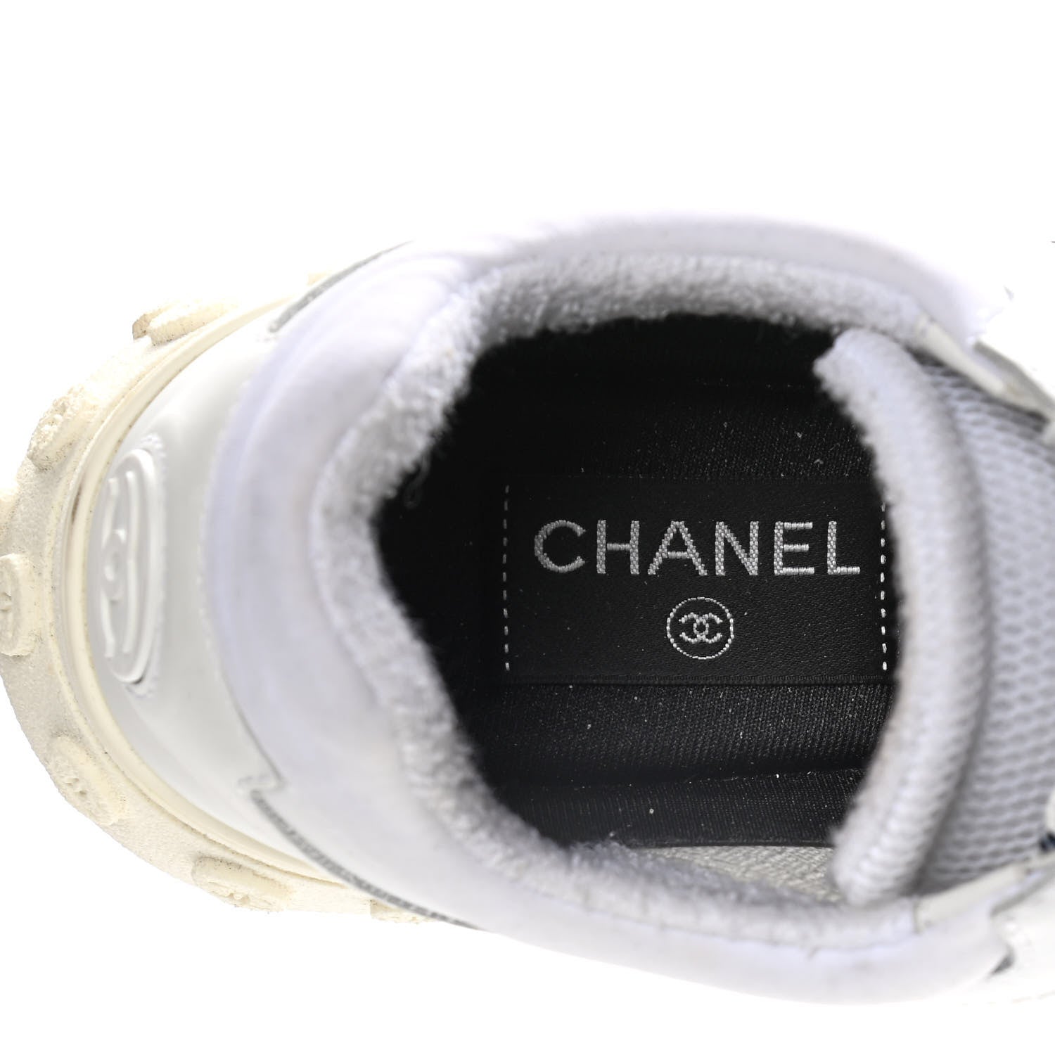 Chanel Calfskin Mesh Lycra Womens Logo Sneakers 39 White 9 of 16