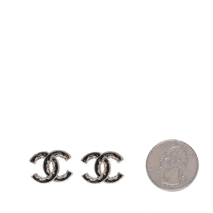 Chanel Enamel CC Baroque Earrings Black Gold 2 of 5