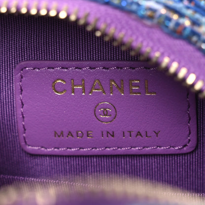 Chanel Tweed Quilted Round Filigree Clutch With Chain Purple Multicolor 6 of 10