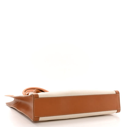 Celine Canvas Calfskin Logo Print Vertical Cabas Natural Tan 4 of 10