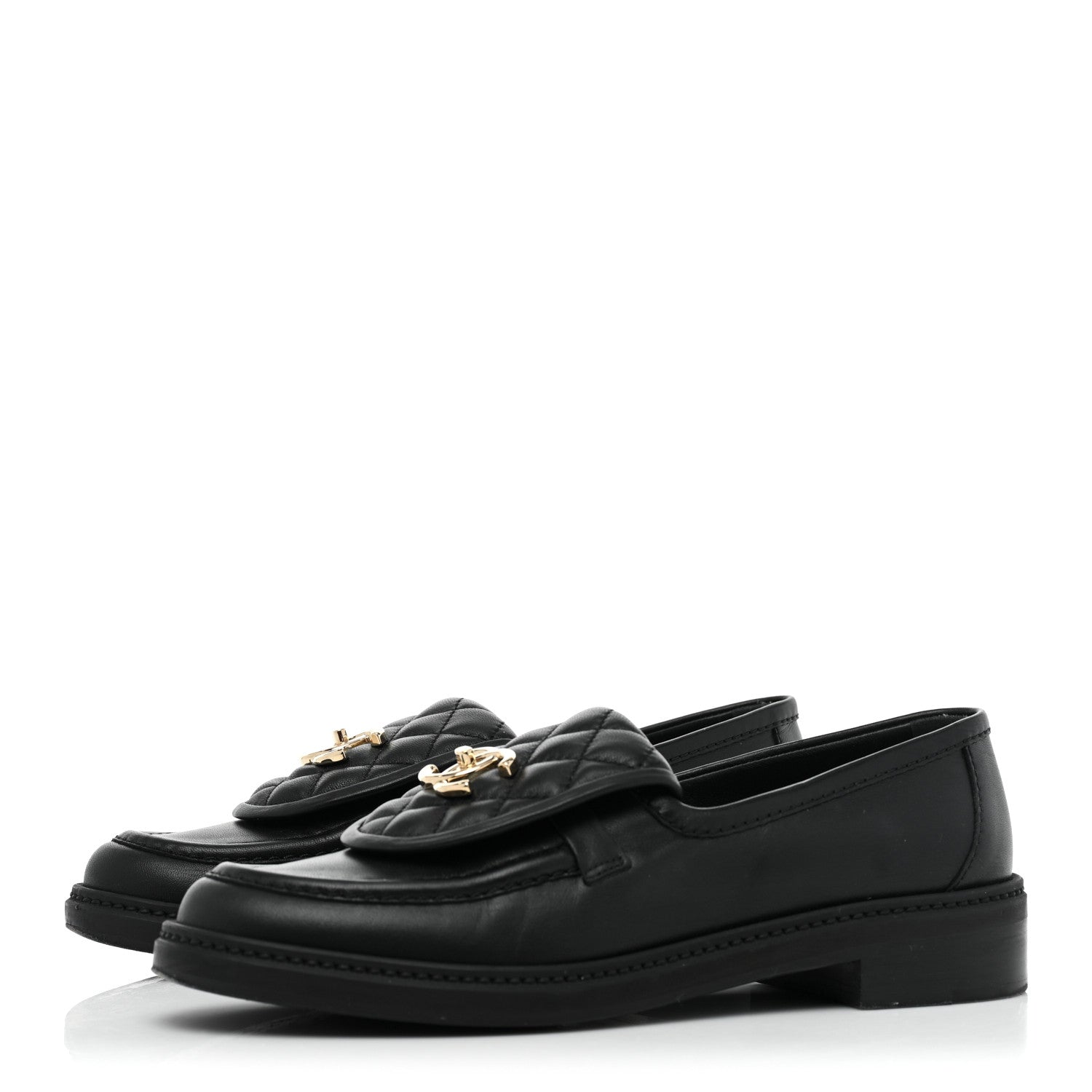 Chanel Lambskin Quilted CC Turnlock Loafers 38.5 Black 3 of 9