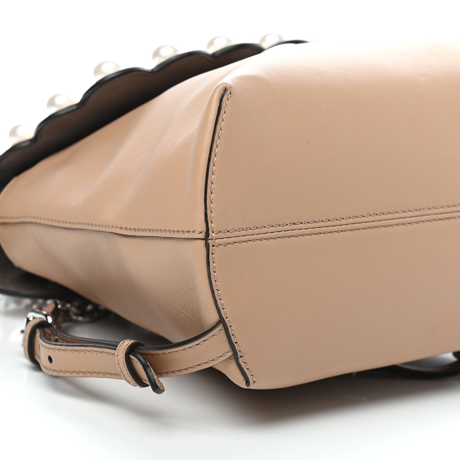 Fendi Vitello Century Pearl Bi-Color Scalloped Back to School Backpack Cuoio Camelia 7 of 9