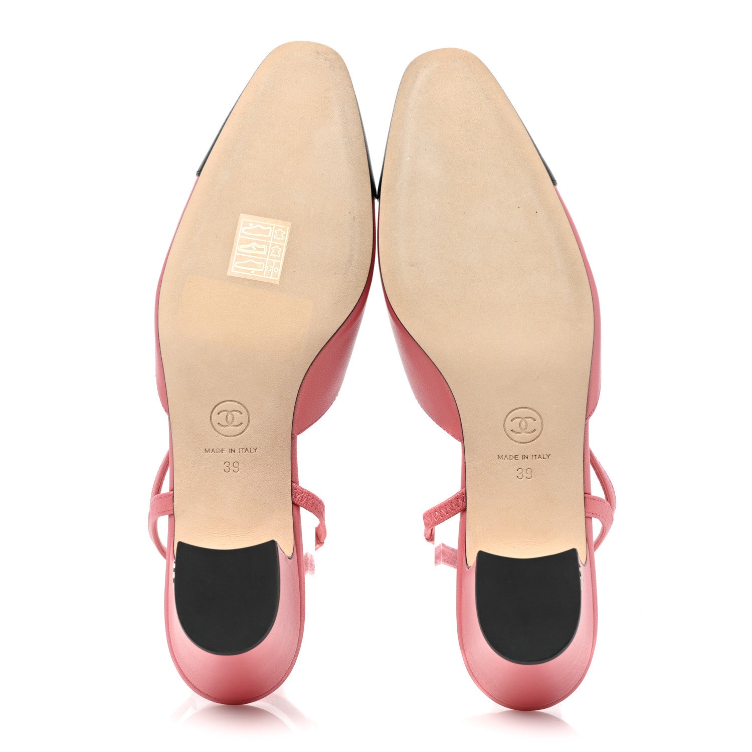 Chanel Iridescent Lambskin Cap Toe CC Slingback Pumps 39 Pink Black 5 of 9