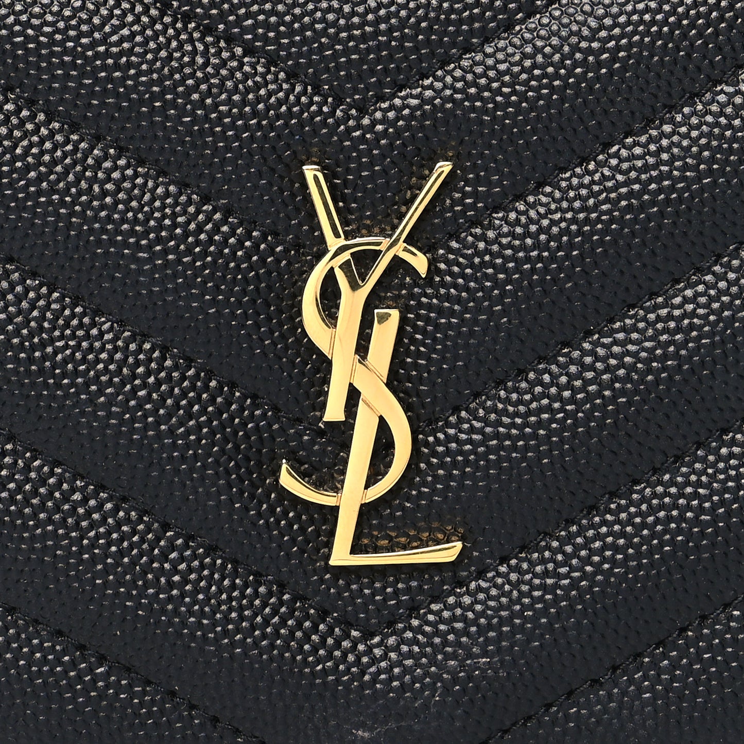 Grain De Poudre Matelasse Chevron Monogram Zipped Two-Part Wallet Black