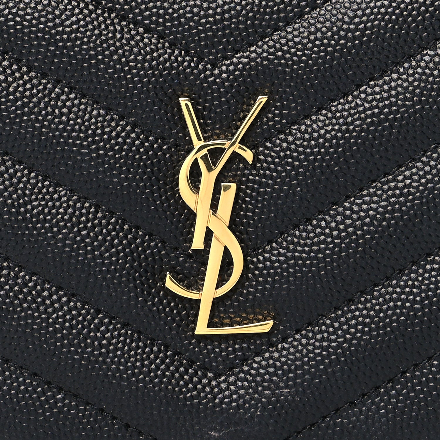Saint Laurent Grain De Poudre Matelasse Chevron Monogram Zipped Two-Part Wallet Black 8 of 11
