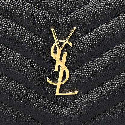 Saint Laurent Grain De Poudre Matelasse Chevron Monogram Zipped Two-Part Wallet Black 8 of 11