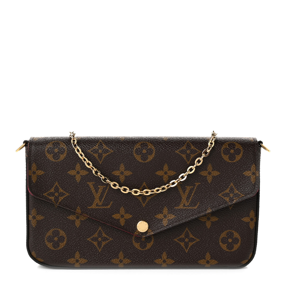 Louis Vuitton Monogram Pochette Felicie Chain Wallet Fuchsia 1 of 11