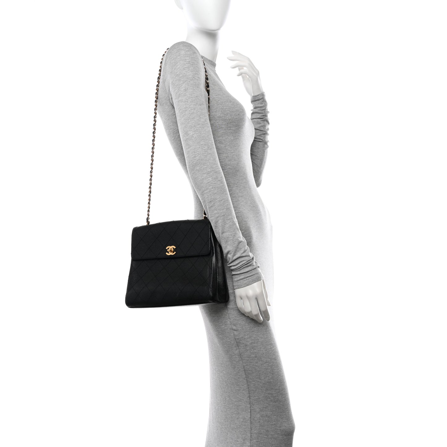 Caviar Quilted Medium Single Flap Black