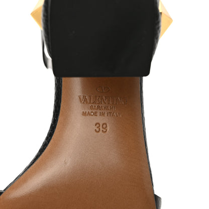 Valentino Garavani Grained Calfskin Roman Stud Ankle Strap 75mm Sandals 39 Black 6 of 7