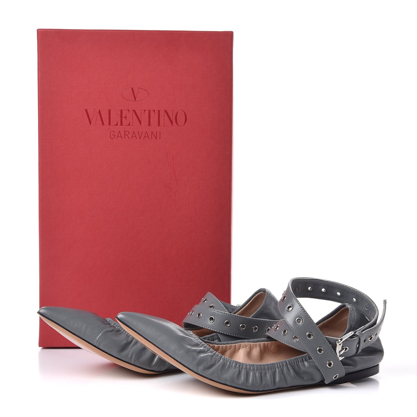 Nappa Love Latch Ballerina Flats 36 Light Stone
